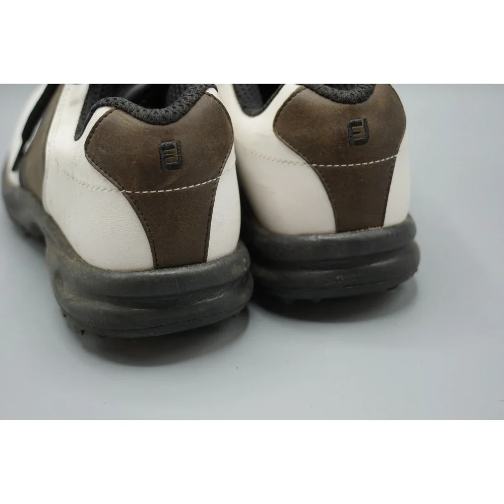 FootJoy GreenJoys Mens 8.5 M Golf Shoes White Brown Saddle‎ Spiked 45516